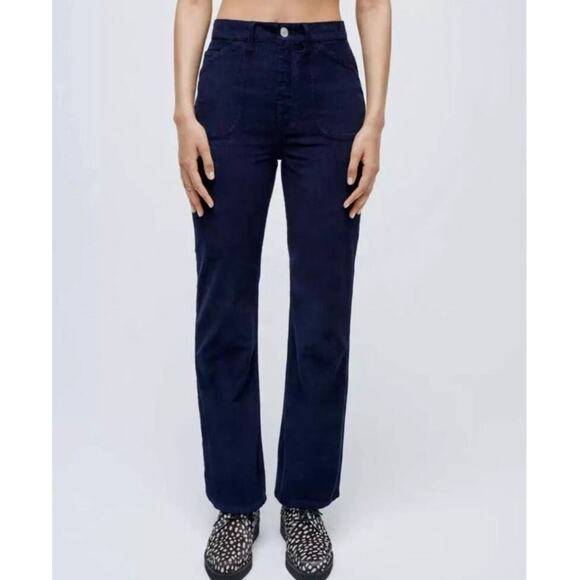RE/DONE Collections Corduroy 70 Orginals Pocket Loose Flare navy blue sz 24 - Picture 1 of 16